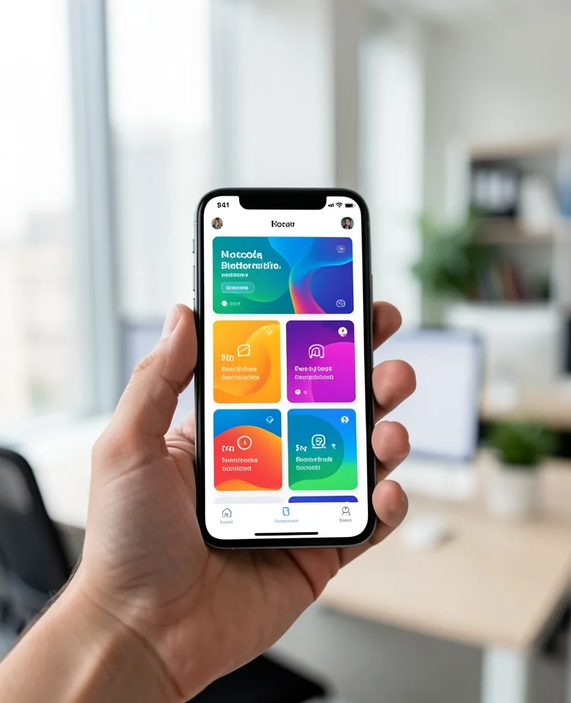 Aplicación móvil desarrollada con FlutterFlow en un teléfono inteligente